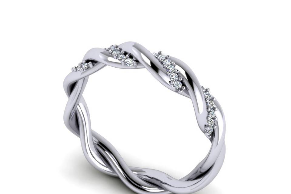 Twisted Diamond Wedding Band