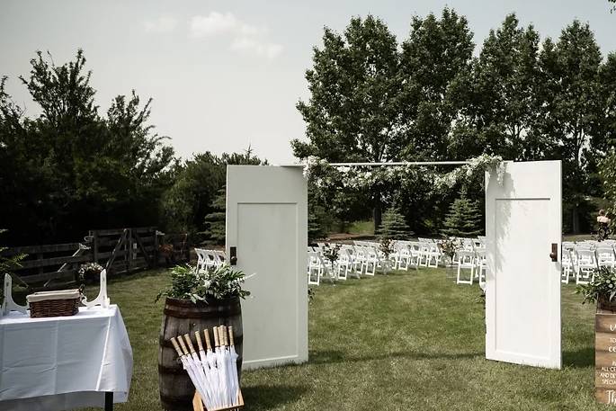 Barrels, Sign & Umbrellas