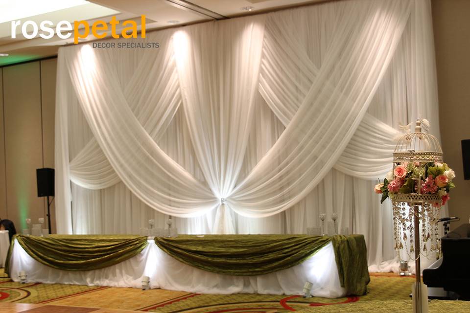 All white chiffon backdrop