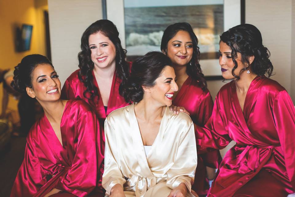 Bride and bridesmaids