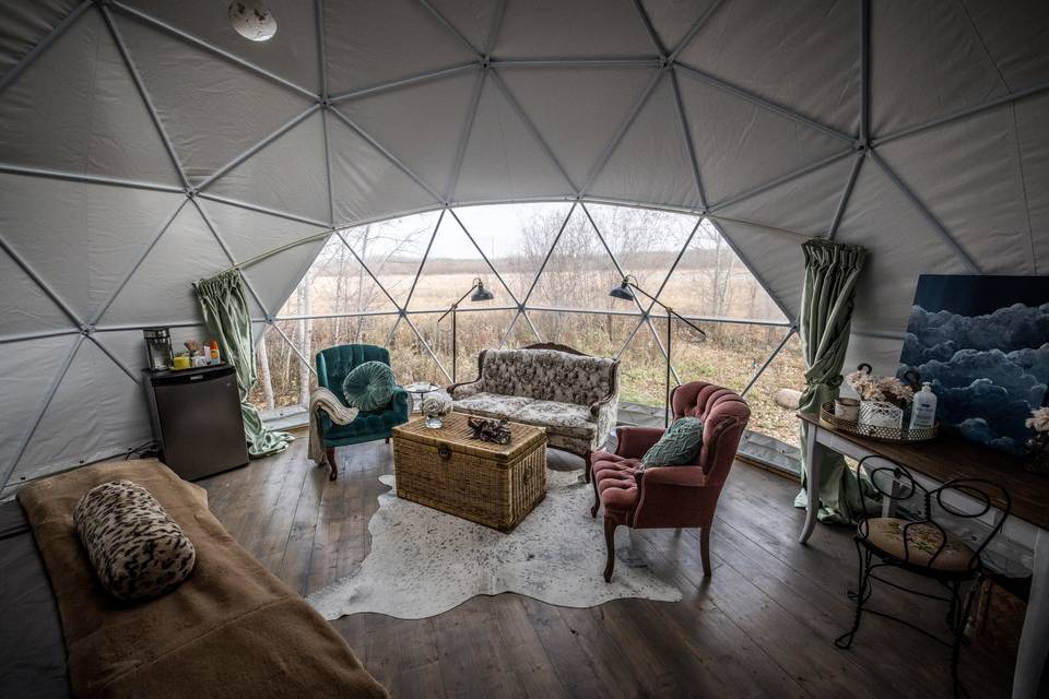 The White Geo Dome Interior