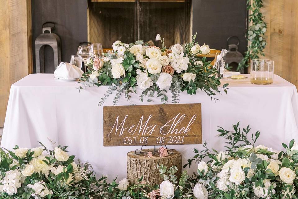 Bride & Grooms Table Decor