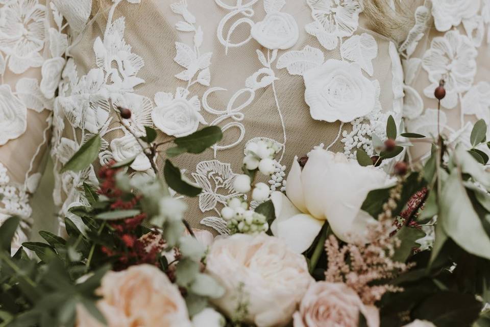 Handmade wedding dress details