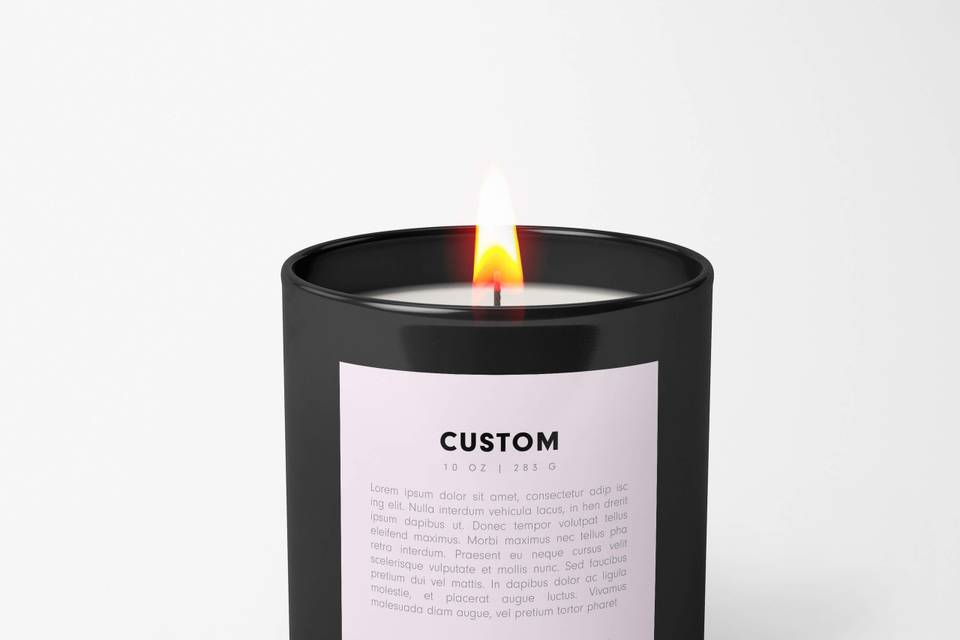 Custom Black Glass Candle