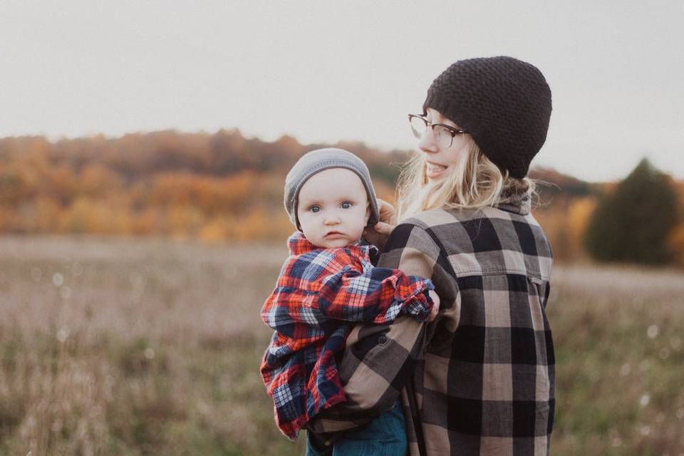 Autumn mother and child