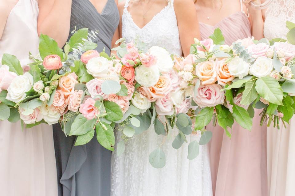 Pastel pink and peach florals