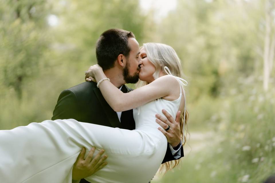 Bride and Groom Kissing