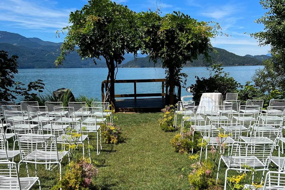 Ceremony overlooking mountains