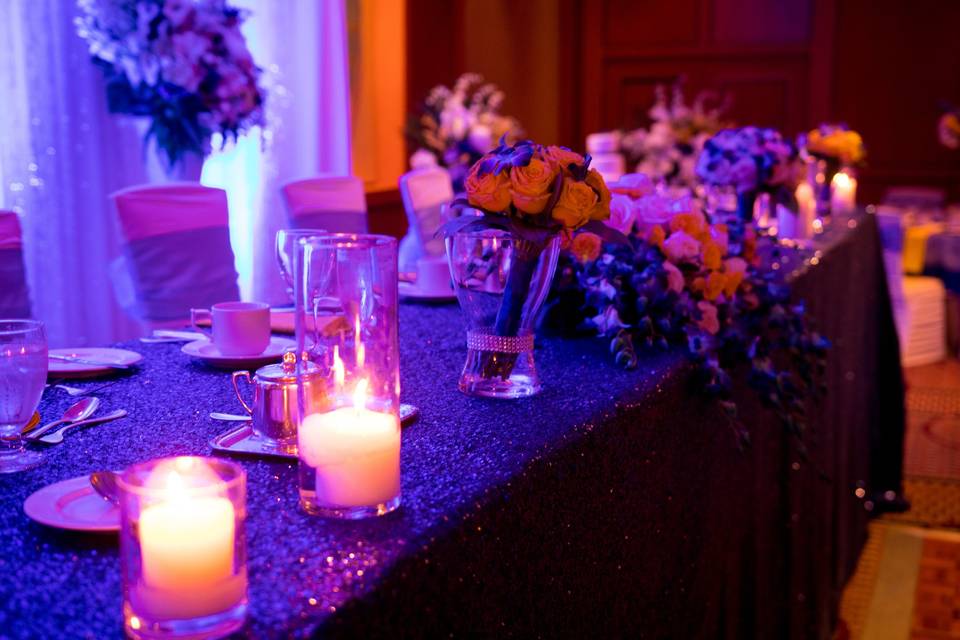 Votive lights on head table