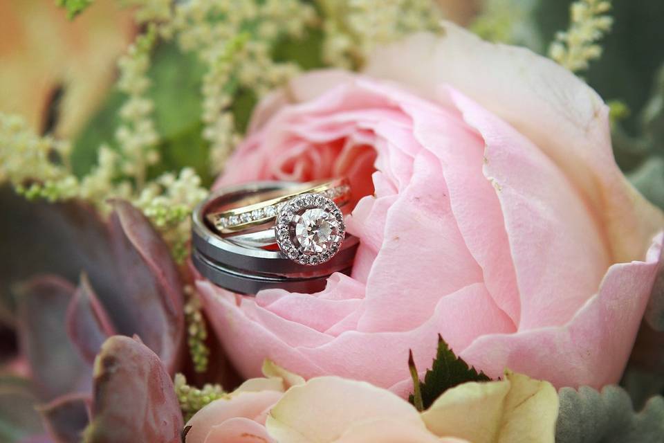 Wedding Bands with Bouquet