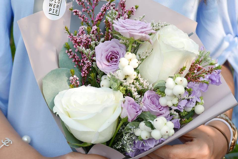 Purple and white arrangement