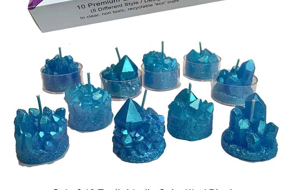 Tealights in celestite (blue)