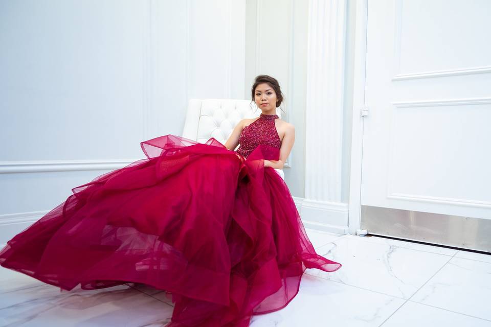 Girl in a red dress