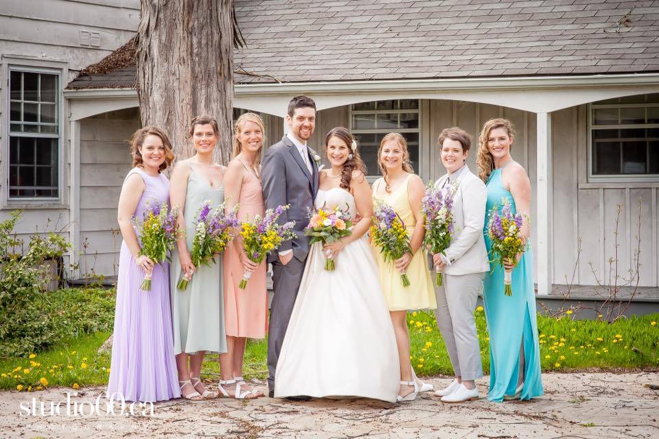 The groom and his ladies