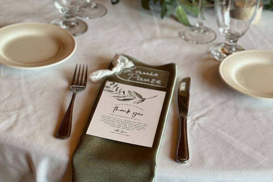 Thank you place setting