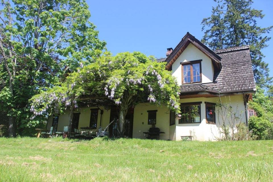 Farm house and wisteria