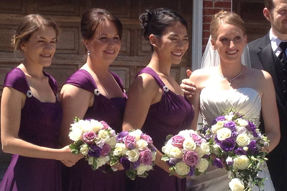 Bouquets in purple and white