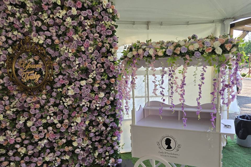 Sweet cart with flowers