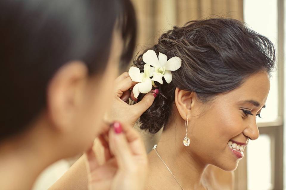 Brunette half updo