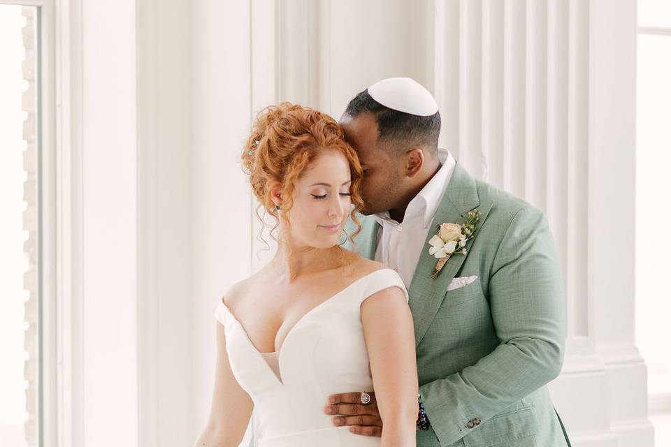 Red Curly Hair Updo Bride