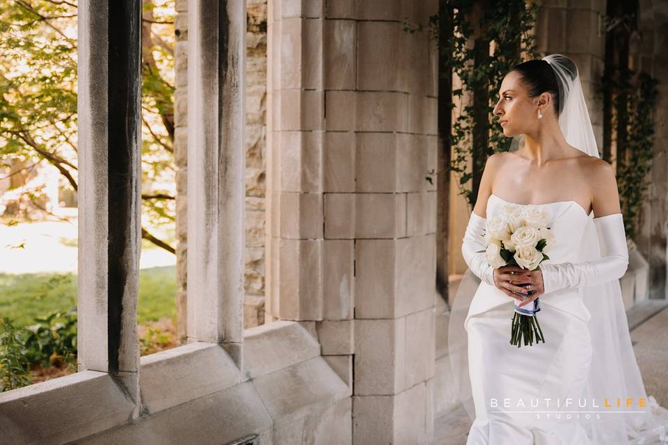 Sleek bun modern bride