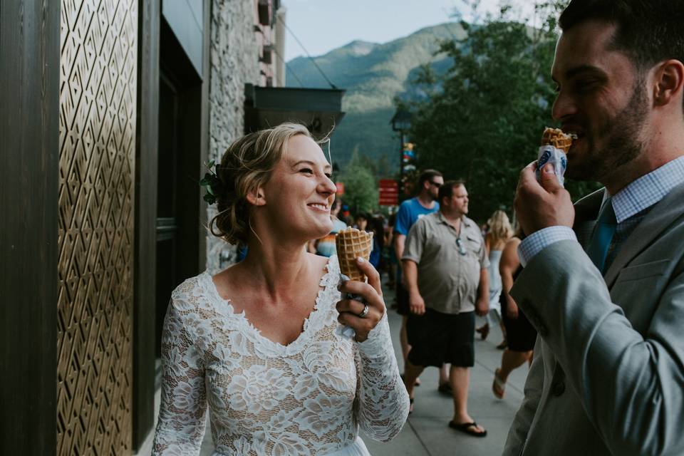 Ice cream on Banff Ave