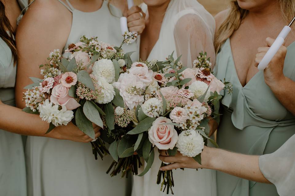 DIY flowers made by the bride