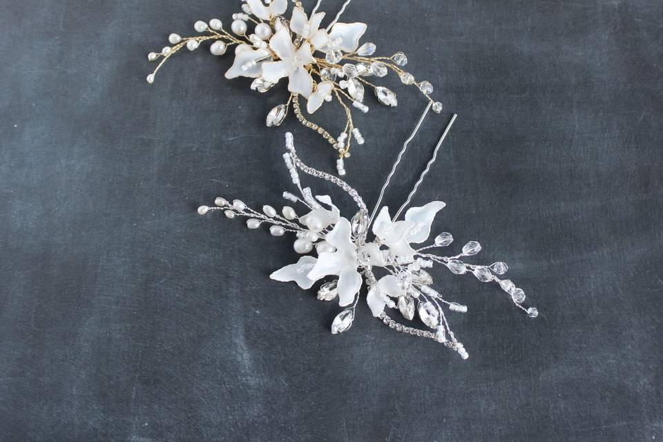 Floral bridal hair pins