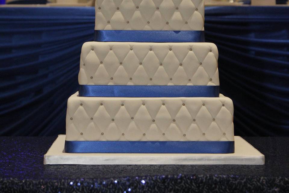 White and blue cake