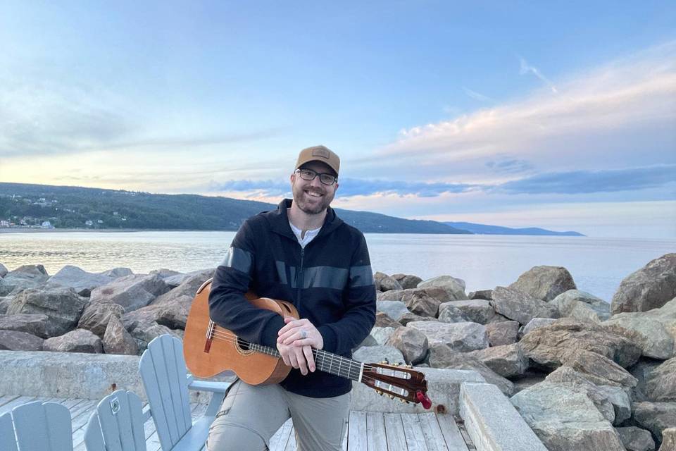 Outdoors with guitar