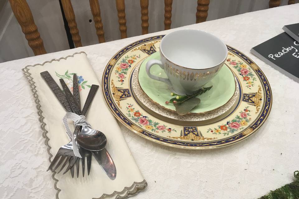 Vintage mis matched dishes