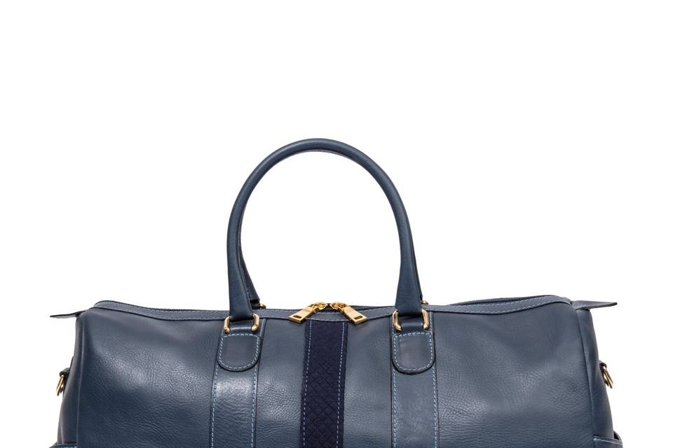 Leather Duffel Bag - Navy