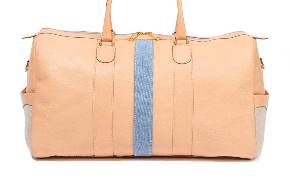 Leather Duffel Bag - Nude