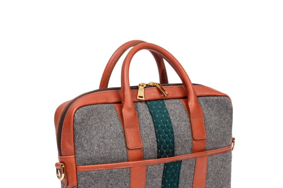 Slim Briefcase - Grey/Gognac