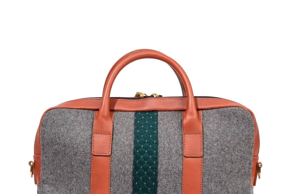 Slim Briefcase - Grey/Gognac