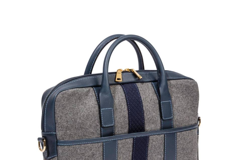 Slim Briefcase - Grey/Navy