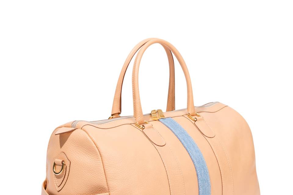 Leather Duffel Bag - Nude