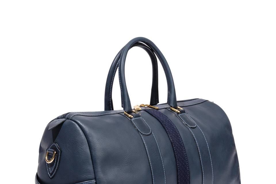 Leather Duffel Bag - Navy