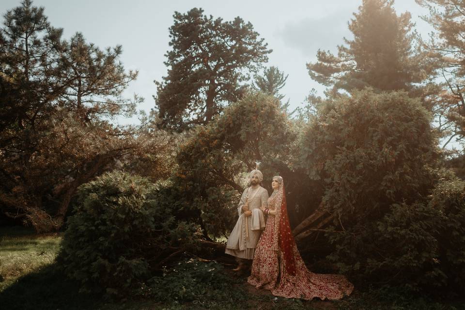 Regal couple pose.