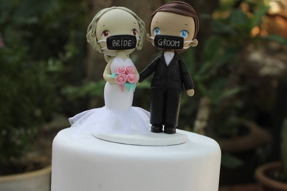 Quarantine wedding cake topper