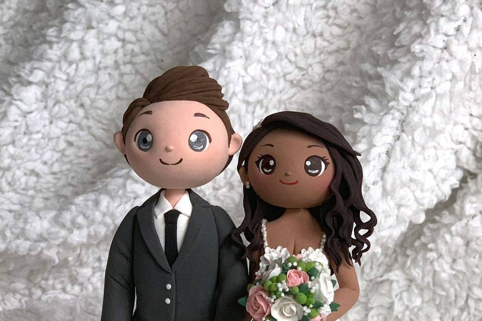 Husky wedding cake topper