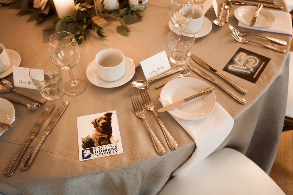 Donation Cards/ place setting