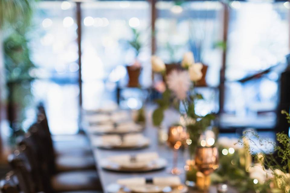 Place setting on the dining table