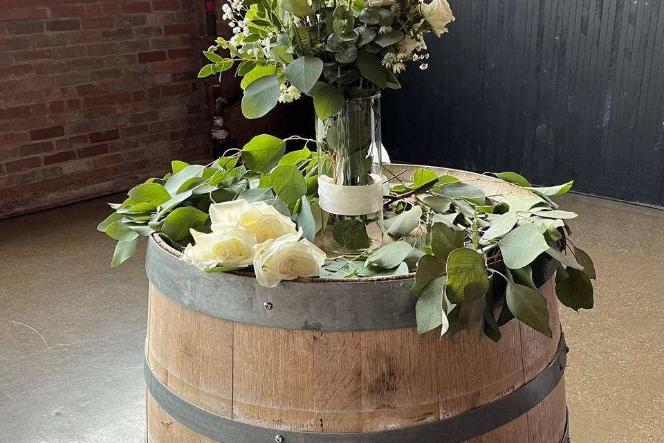 Barrel with flowers