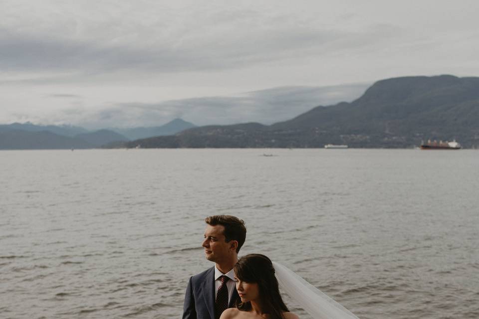 A stunning newlywed couple