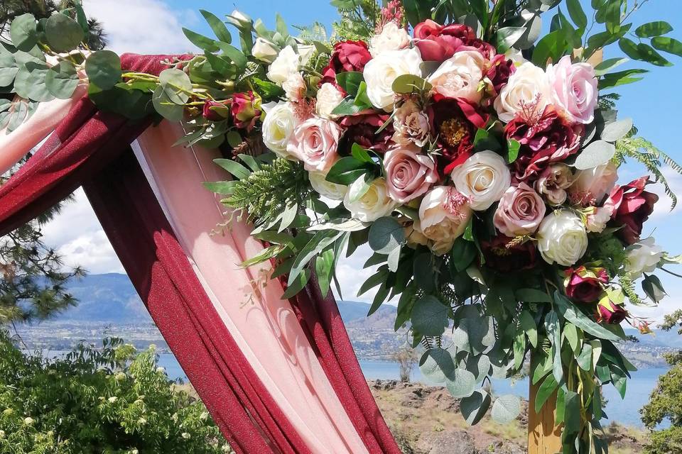 Burgundy and blush arch piece