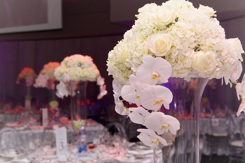 All white centerpieces