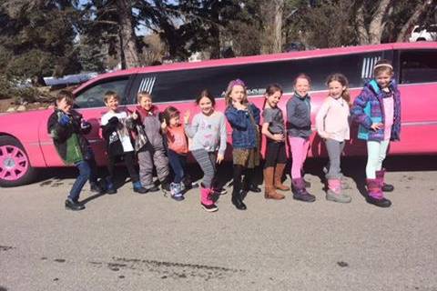 Kids enjoying Pink Limo ride!