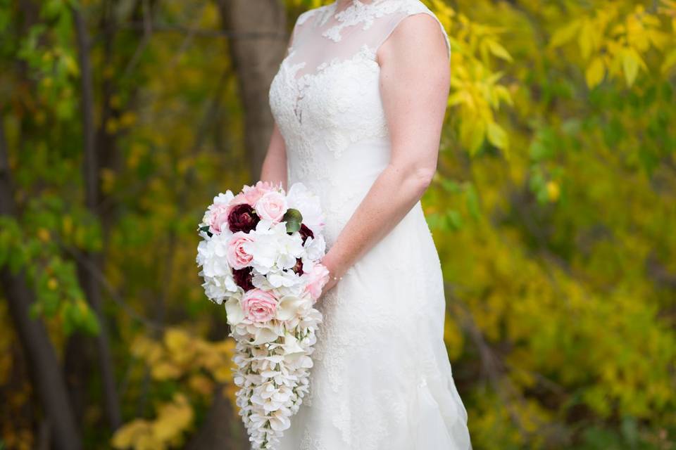 Holding the bouquet