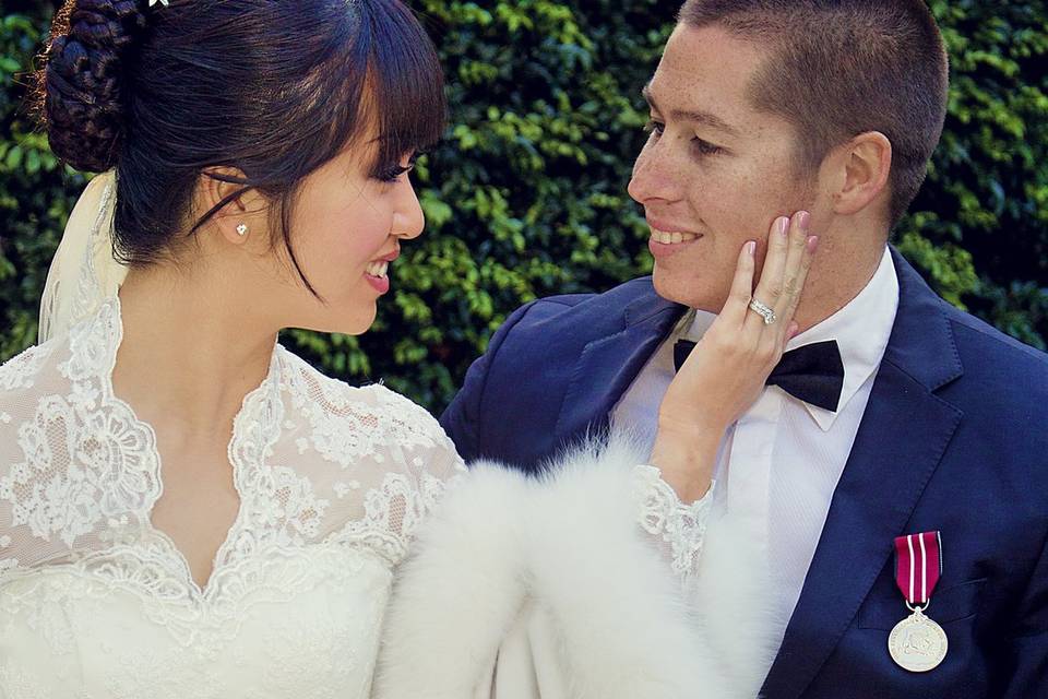 Bride and groom in love